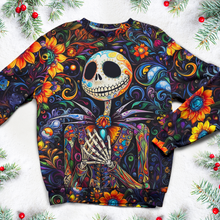 Load image into Gallery viewer, Personalized Christmas Movie Fan Ugly Sweater - Skeleton Floral Design
