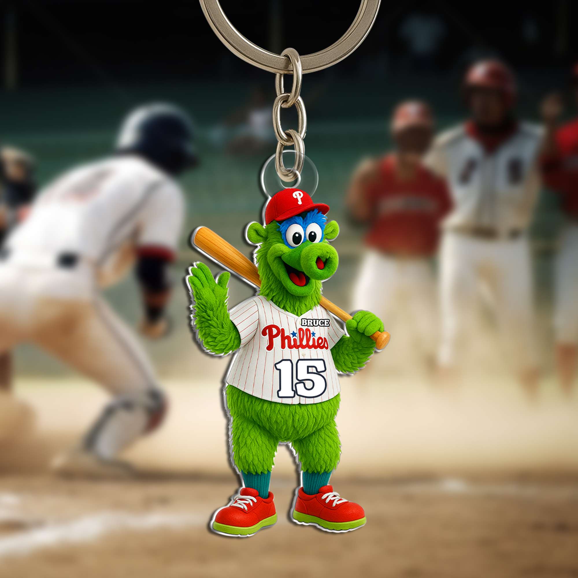 “Level Up Your Game!” Cute Mascot Baseball Acrylic Keychain - Personalized Gifts for Baseball Lovers Keychains PopCulturePrints