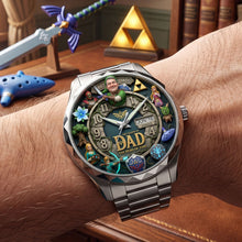 Load image into Gallery viewer, “Time Flies with Love” - Customizable Stainless Steel Watch - Perfect Gift for Dad, Grandpa, and More! Men's Watch PopCulturePrints
