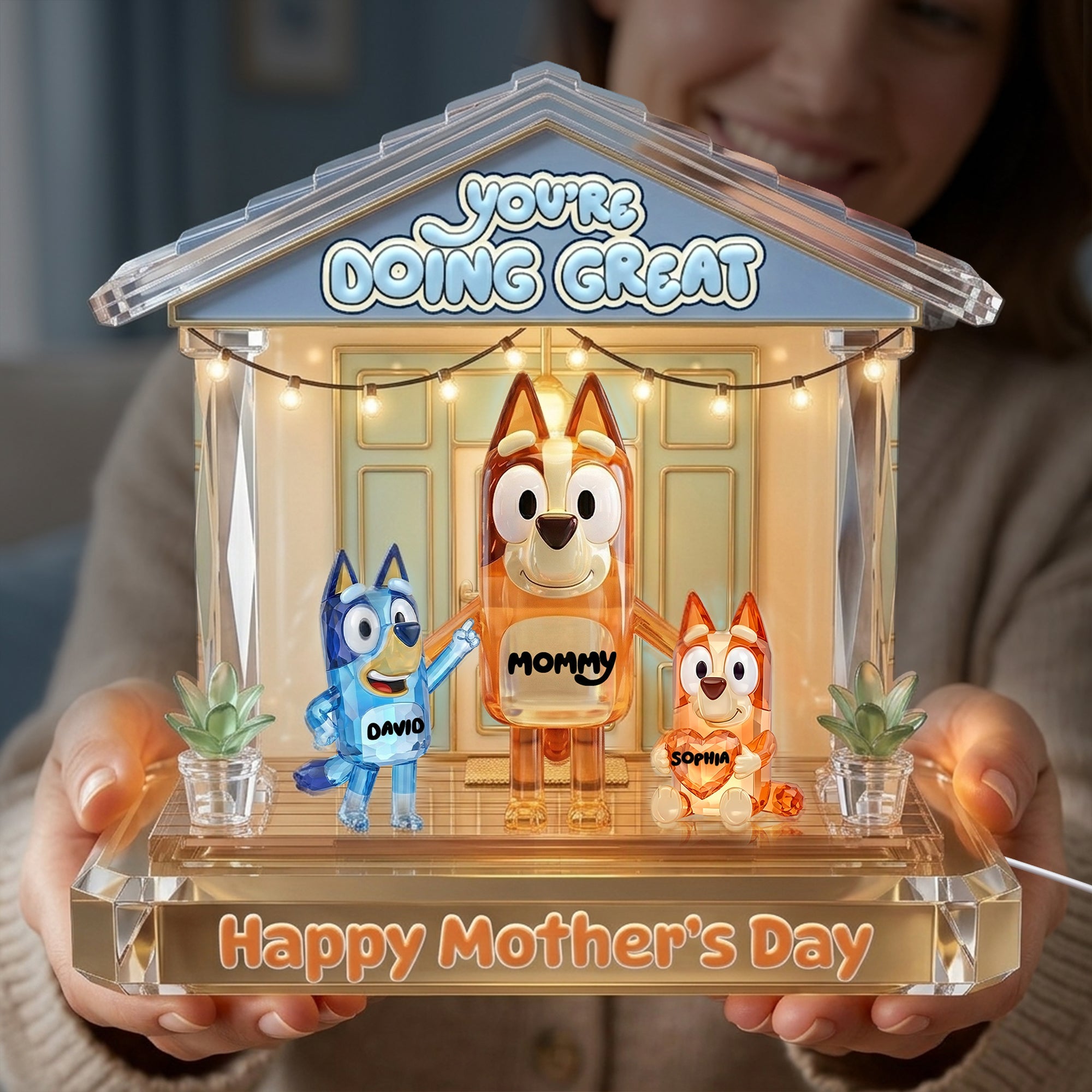 “For the Best Mom in the Wild” - Predator Mom and Cubs Acrylic Plaque - Personalized Gift for Moms and Grandmas Light Box PopCulturePrints