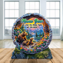 Load image into Gallery viewer, Mama Bear: We Love You More Than We Can Bear - Personalized Plaque for Mom Shaped Plaques PopCulturePrints
