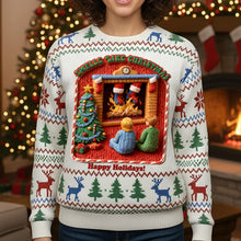 Load image into Gallery viewer, &quot;Smells Like Christmas!&quot; - Creepy Fun Waiting Santa In Chimney Ugly Sweater - Personalized Gifts for Family and Friends AOP Products PopCulturePrints
