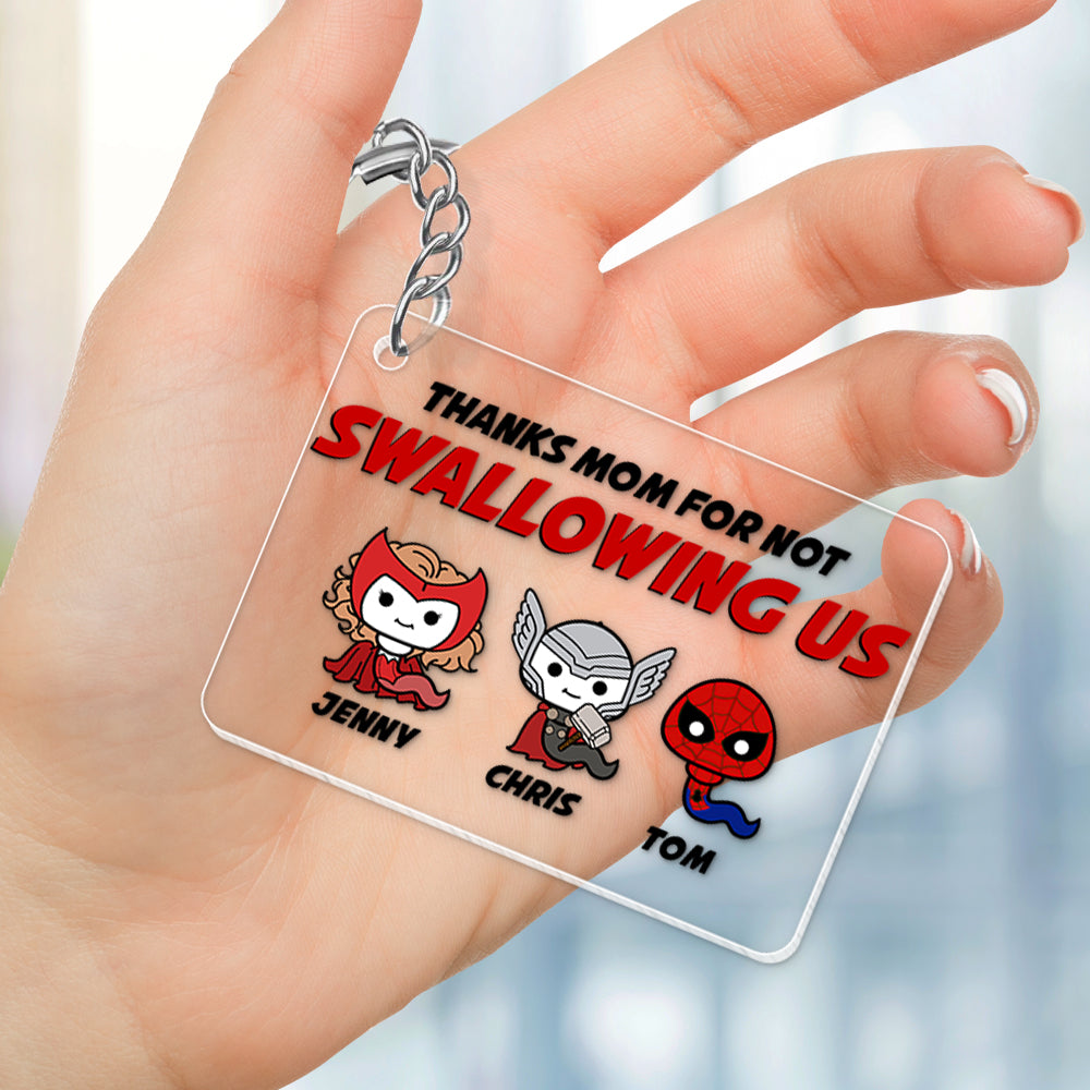 Personalized Superhero Mom Thank You Keychain Keychains PopCulturePrints