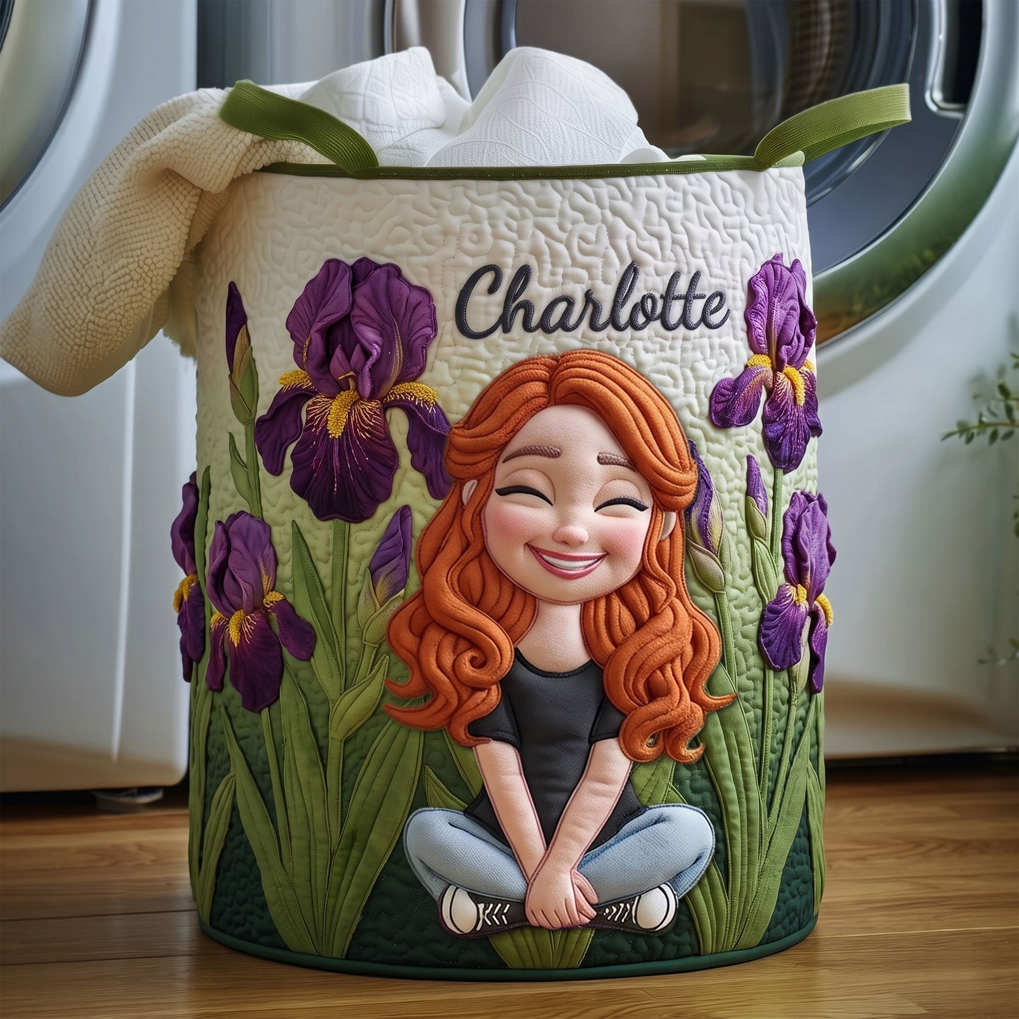 “Bring Joy with Every Load!” - Personalized Birth Flower Girl Quilted Laundry Basket - Custom Gift for Her