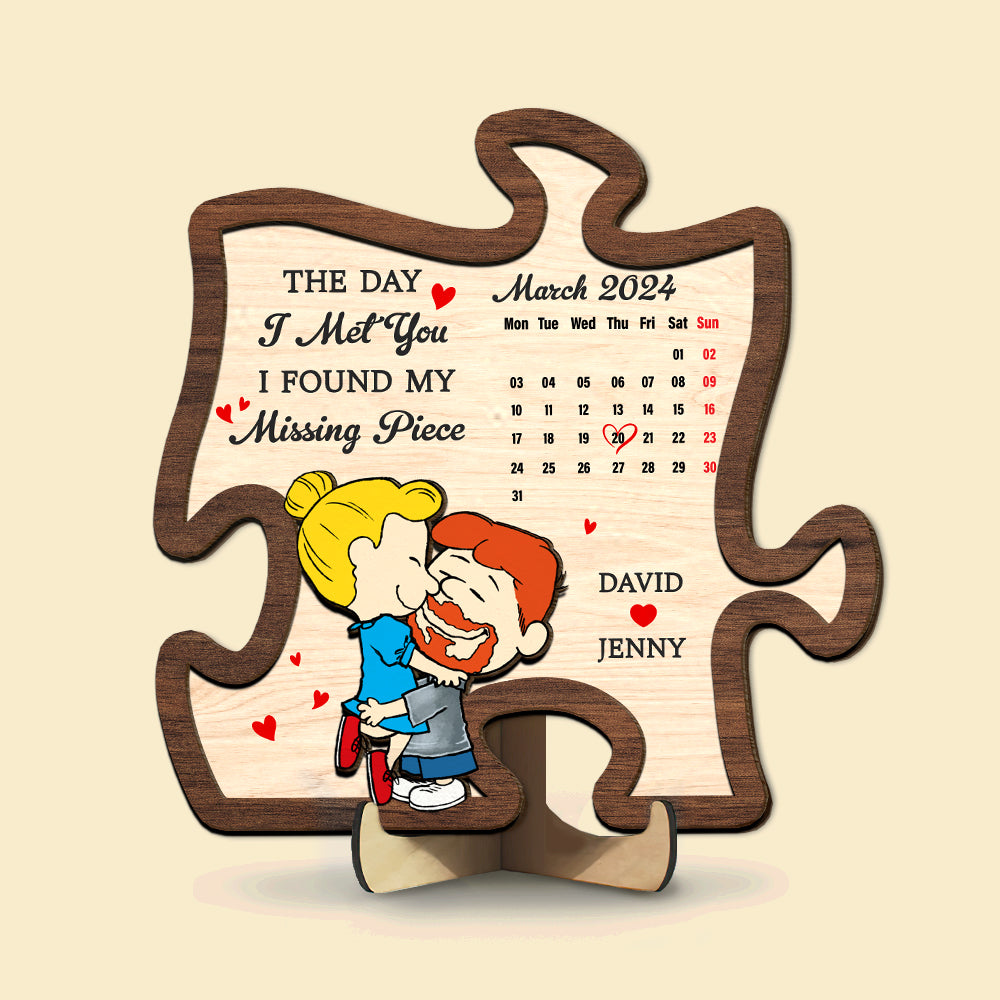 Personalized Couple Puzzle Wood Sign - Found My Missing Piece Wood Sign PopCulturePrints