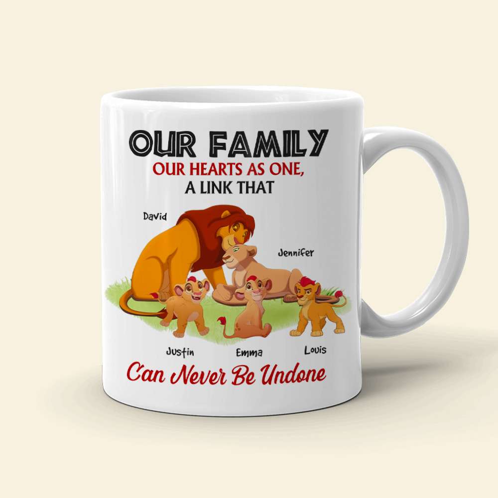 Personalized Lion Family Mug - Our Hearts As One Coffee Mug PopCulturePrints