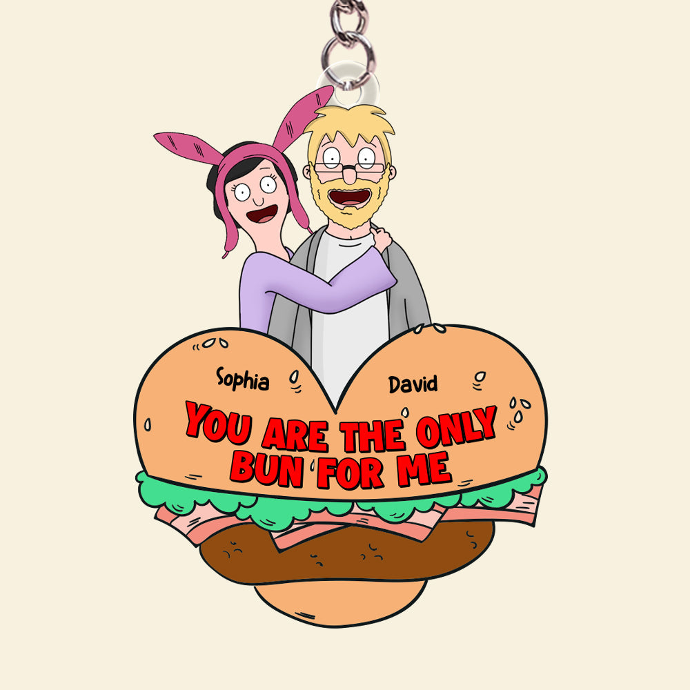 Personalized Funny Burger Couple Keychain – Custom Gift