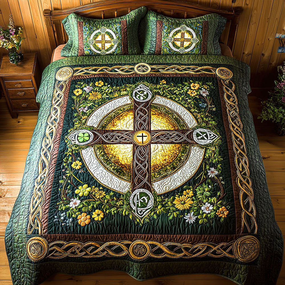St. Patrick's Special Edition Celtic Cross Quilt Bedding Set Blanket PopCulturePrints