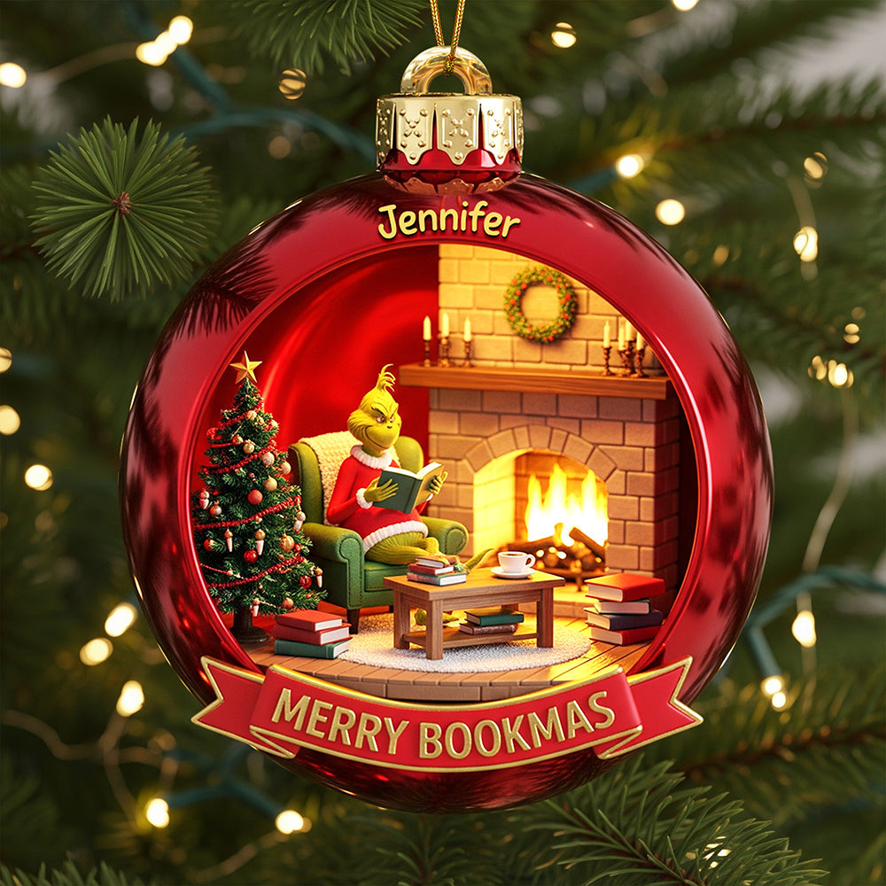 “Celebrate the Joy of Reading” - Merry Bookmas Christmas Ornament - Personalized Gift for Book Lovers Ornament PopCulturePrints