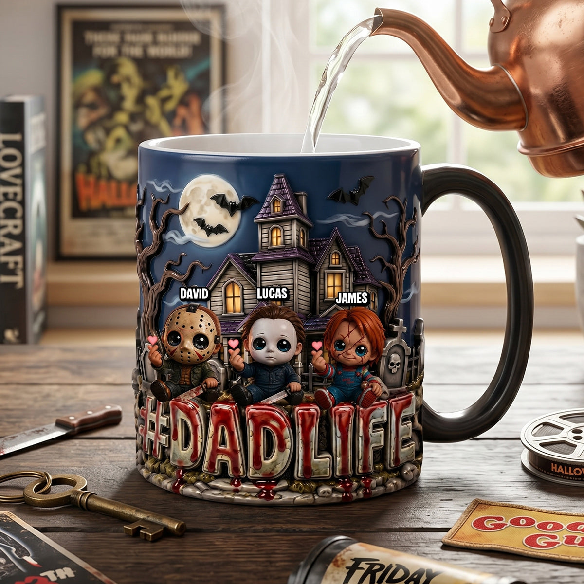 Dad Life with Little Horrors - Personalized Magic Mug for Dads Coffee Mug PopCulturePrints