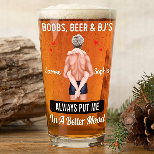 Custom Beer Glass for Fun Couples - Always Put Me in a Better Mood Beer Glasses PopCulturePrints