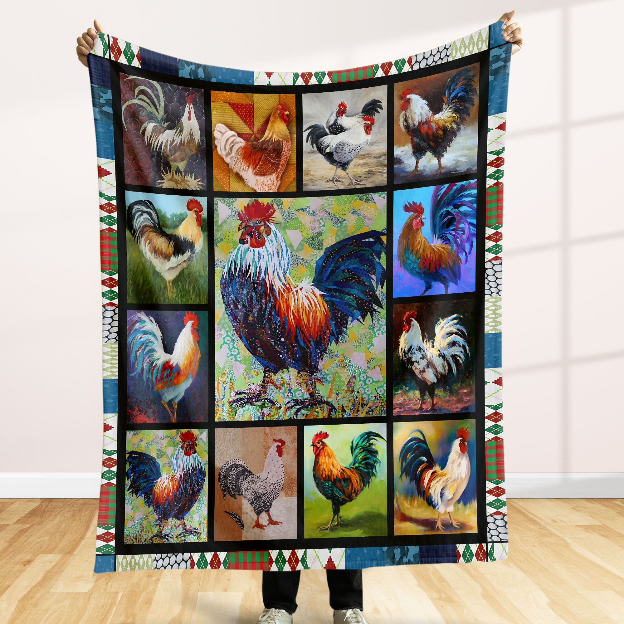 Personalized Chicken Lover Blanket - Custom Rooster Art Blanket PopCulturePrints