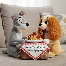 Load image into Gallery viewer, You're The Meatball To My Spaghetti - Cute Animated Dog Couple Shaped Pillow Pillow PopCulturePrints

