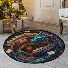 Load image into Gallery viewer, “I’m A Book Dragon” - Personalized Quilted Round Mat - Unique Gift for Book Lovers Doormat PopCulturePrints
