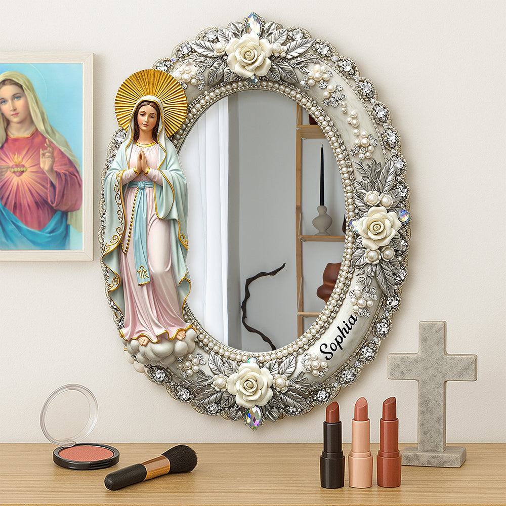 “Embrace Divine Grace” - Personalized Virgin Mary Mirror - Meaningful Gift for Believers & Loved Ones Mirror PopCulturePrints