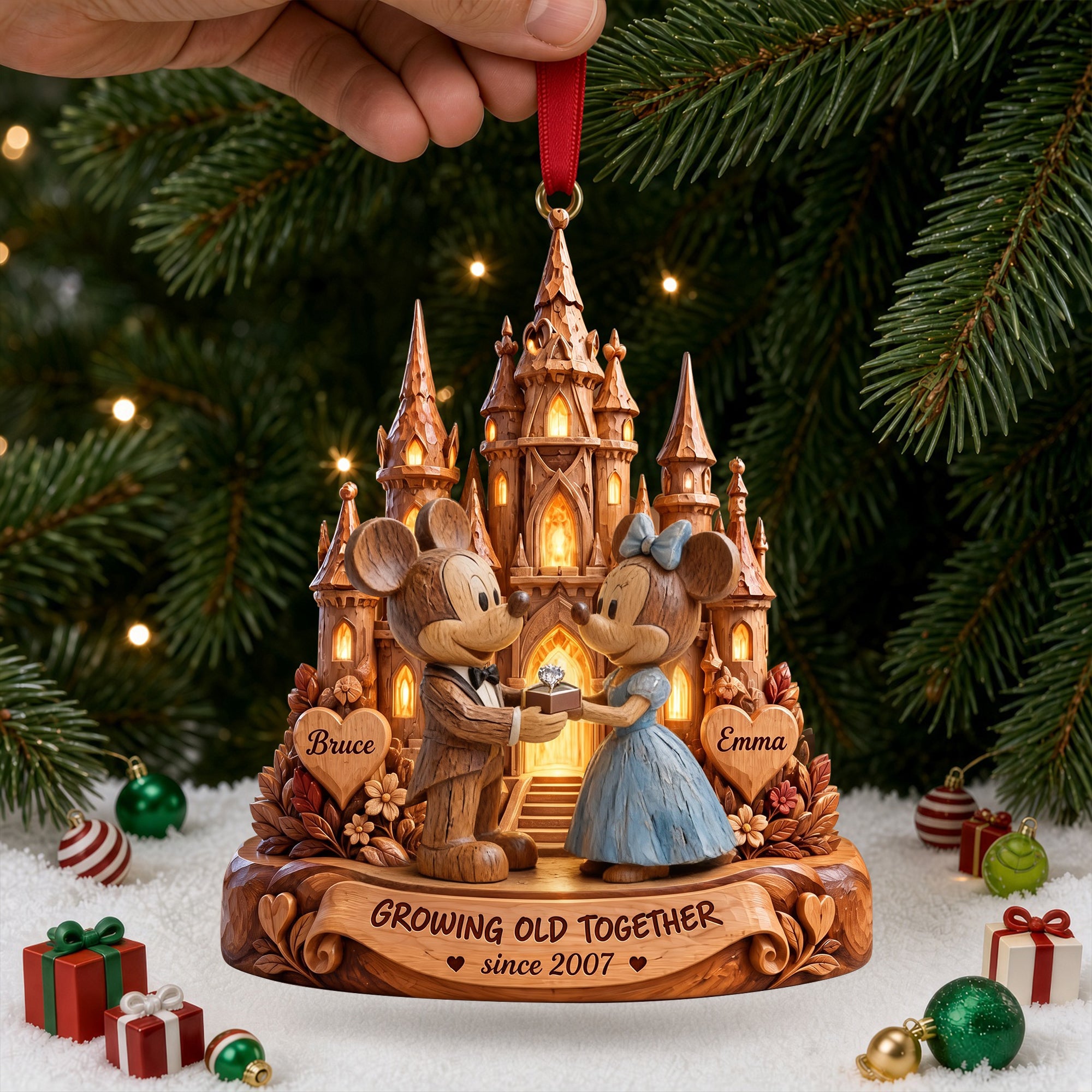 Forever By Your Side – Personalized Christmas Ornament for Couples Ornament PopCulturePrints