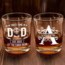 Load image into Gallery viewer, &quot;Cheers to First-Time Dads!&quot; - Personalized Whiskey Glass for New Dads Whiskey Glass PopCulturePrints
