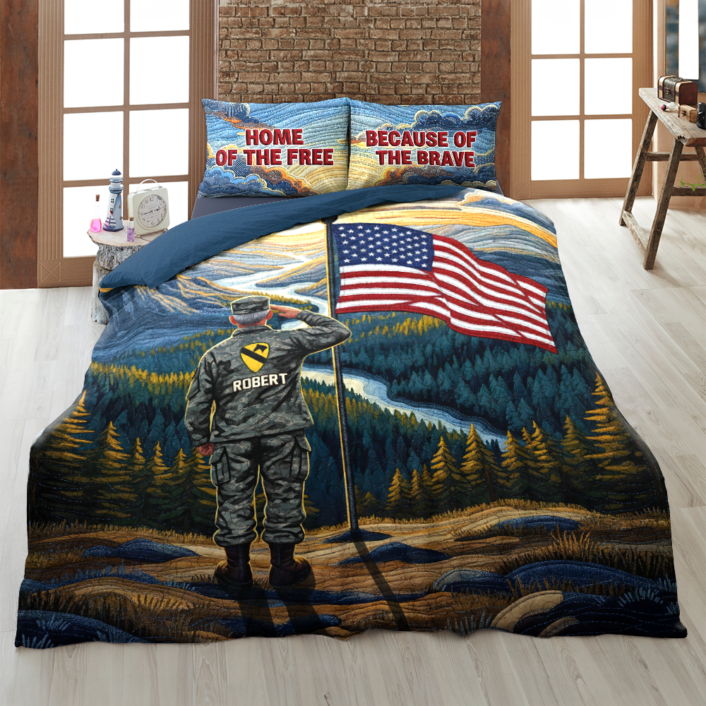 “Honor Their Service” - Military Quilt Bedding Set, Personalized Gift for Veterans Bedding Set PopCulturePrints