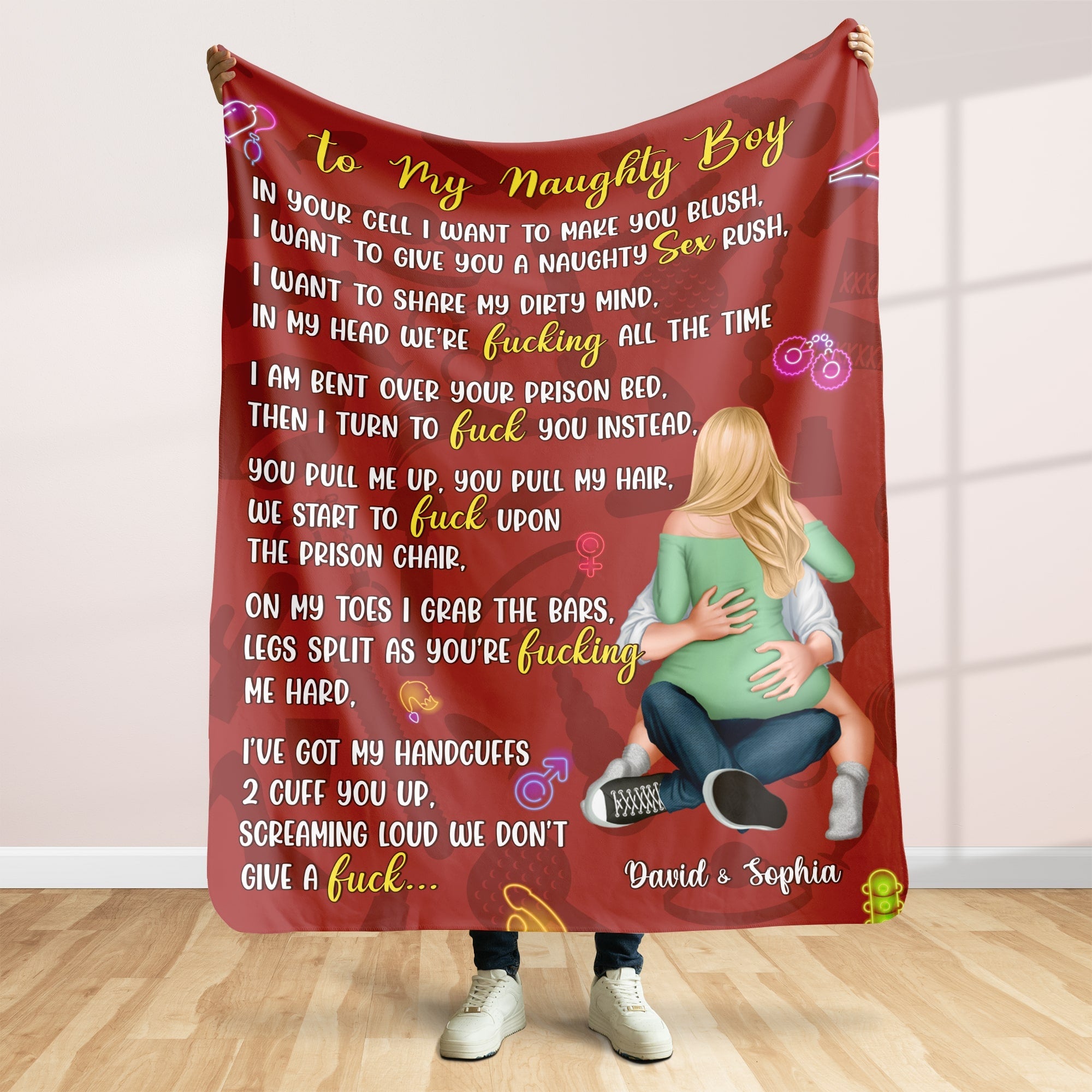 Naughty Couple Personalized Blanket Blanket PopCulturePrints