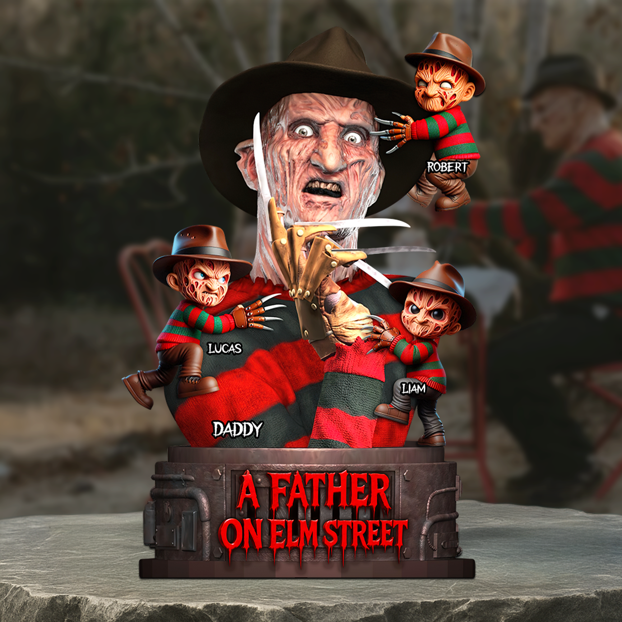"A Father on Elm Street" - Personalized Horror Dad Acrylic Plaque - Perfect Gift for Dads and Grandpas Shaped Plaques PopCulturePrints