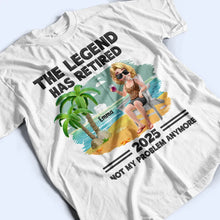 Load image into Gallery viewer, The Legend Has Retired Vintage Cartoon - Personalized T Shirt Gift for Dad, Grandpa, Retirees T-shirt PopCulturePrints
