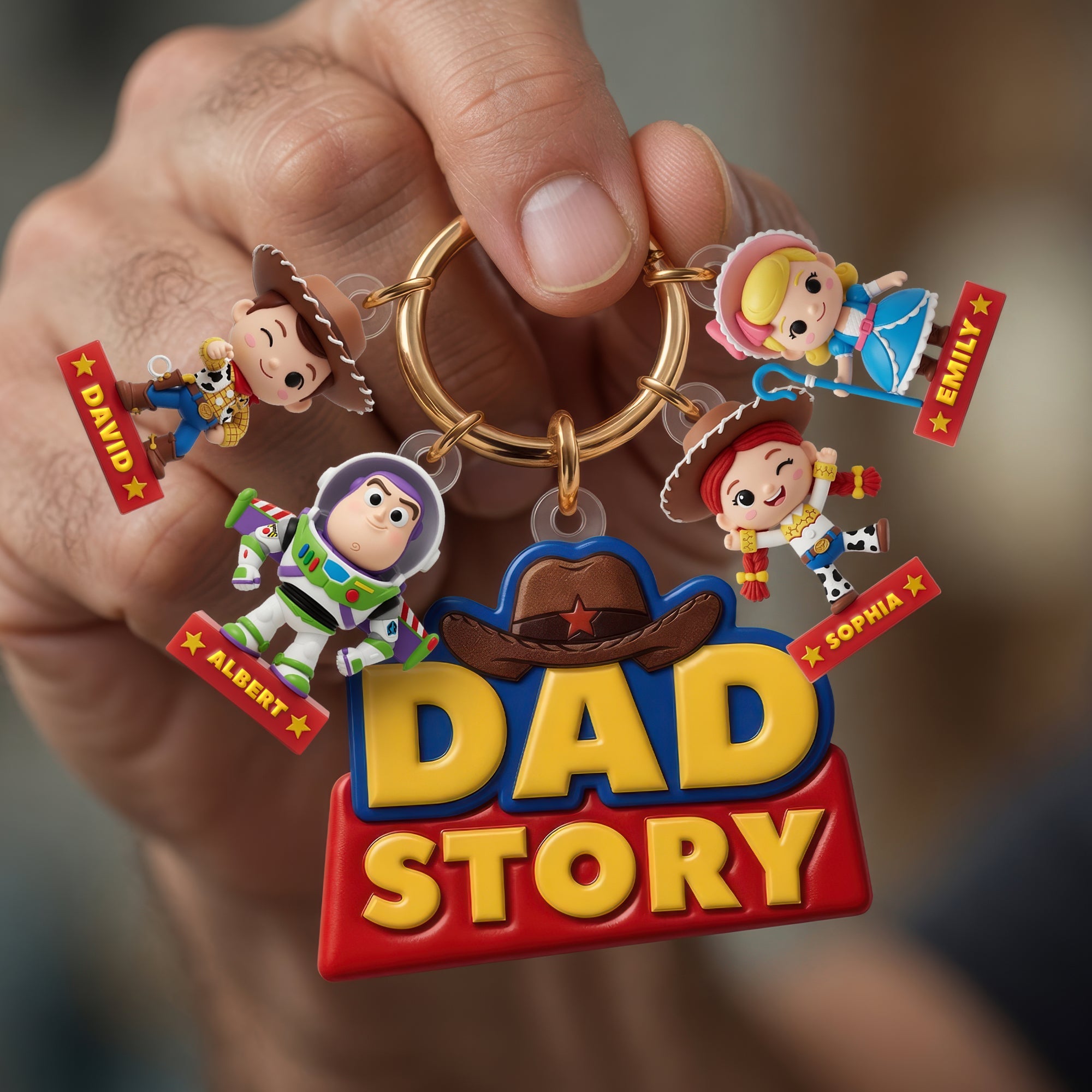 "Dad's Adventure Awaits!" - Personalized Lovely Characters Acrylic Tag Keychain - Gift for Dads, Grandpas, and More Keychains PopCulturePrints