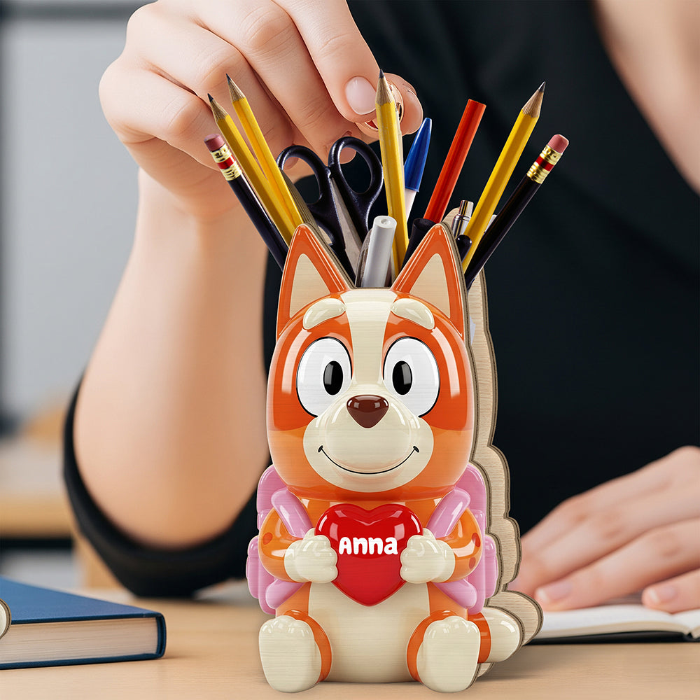 "Start School with a Smile!" - Back To School Wooden Pen Holder - Personalized Gift for Kids Pen Holder PopCulturePrints
