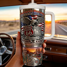 Load image into Gallery viewer, Get Your Kicks on Route 66 - Personalized Centennial Celebration Tumbler for Adventure Seekers Tumbler Cup PopCulturePrints
