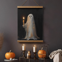 Load image into Gallery viewer, Ghostly Glow Candle Canvas Print - Halloween Decor Poster &amp; Canvas PopCulturePrints
