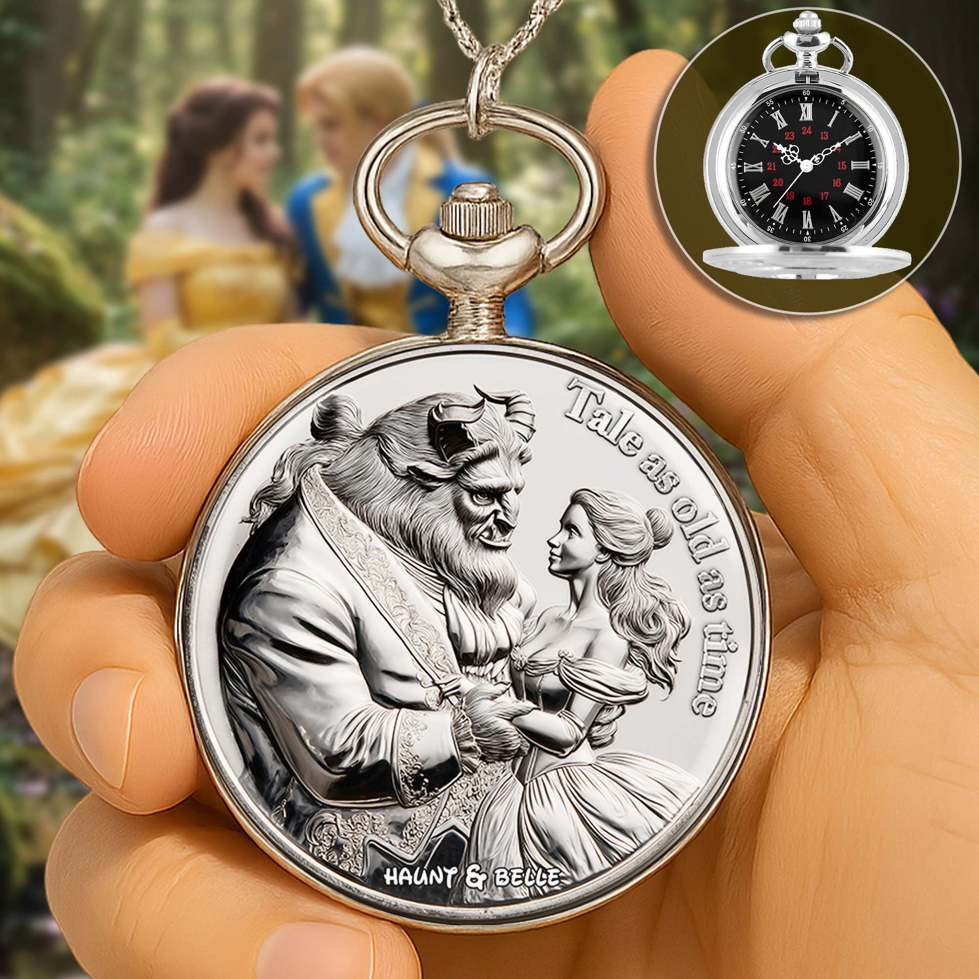 Tale As Old As Time Pocket Watch - Personalized Gift for Couples Pocket Watch PopCulturePrints