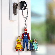 Load image into Gallery viewer, “Celebrate Dad’s Gaming Adventures!” - Gamer Dad Keychain - Personalized Gift for Dad, Grandpa, and more Keychains PopCulturePrints
