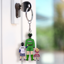 Load image into Gallery viewer, “Forever Connected: Personalized Cartoon Family Keychain for Dad” - Unique Custom Gift for Dad, Grandpa Keychains PopCulturePrints
