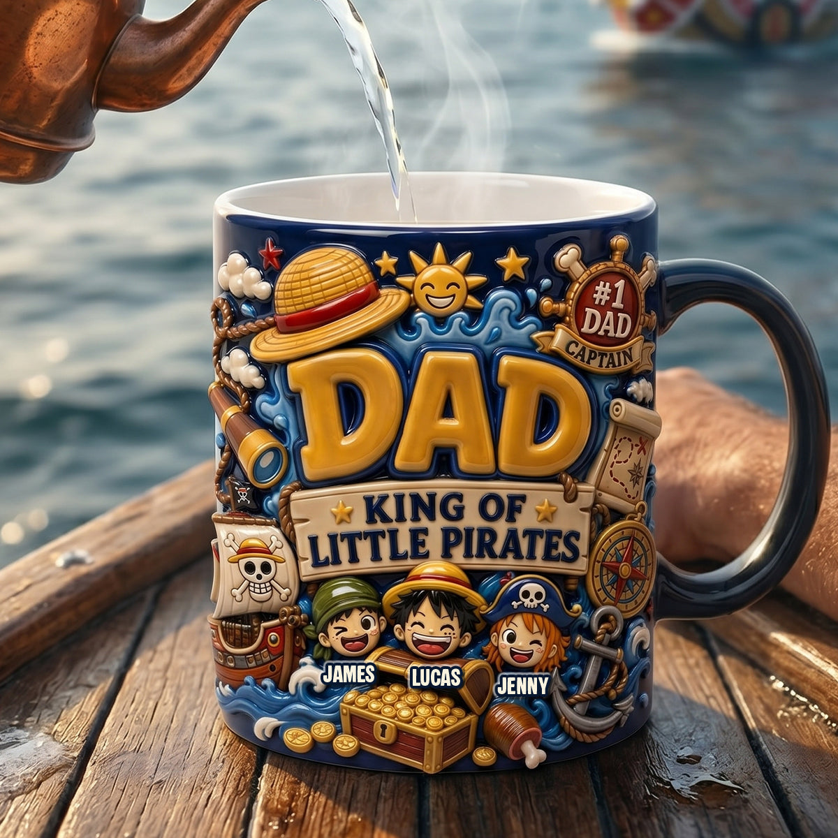 "Adventure Awaits: Captain Dad's Magic Mug" - Personalized Gift for Dads, Grandpas, and More! Coffee Mug PopCulturePrints
