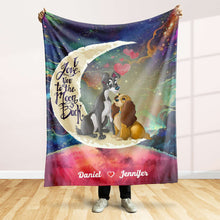 Load image into Gallery viewer, Personalized I Love You To The Moon And Back Dragon Couple Blanket - Valentine&#39;s Day Gifts Blanket PopCulturePrints
