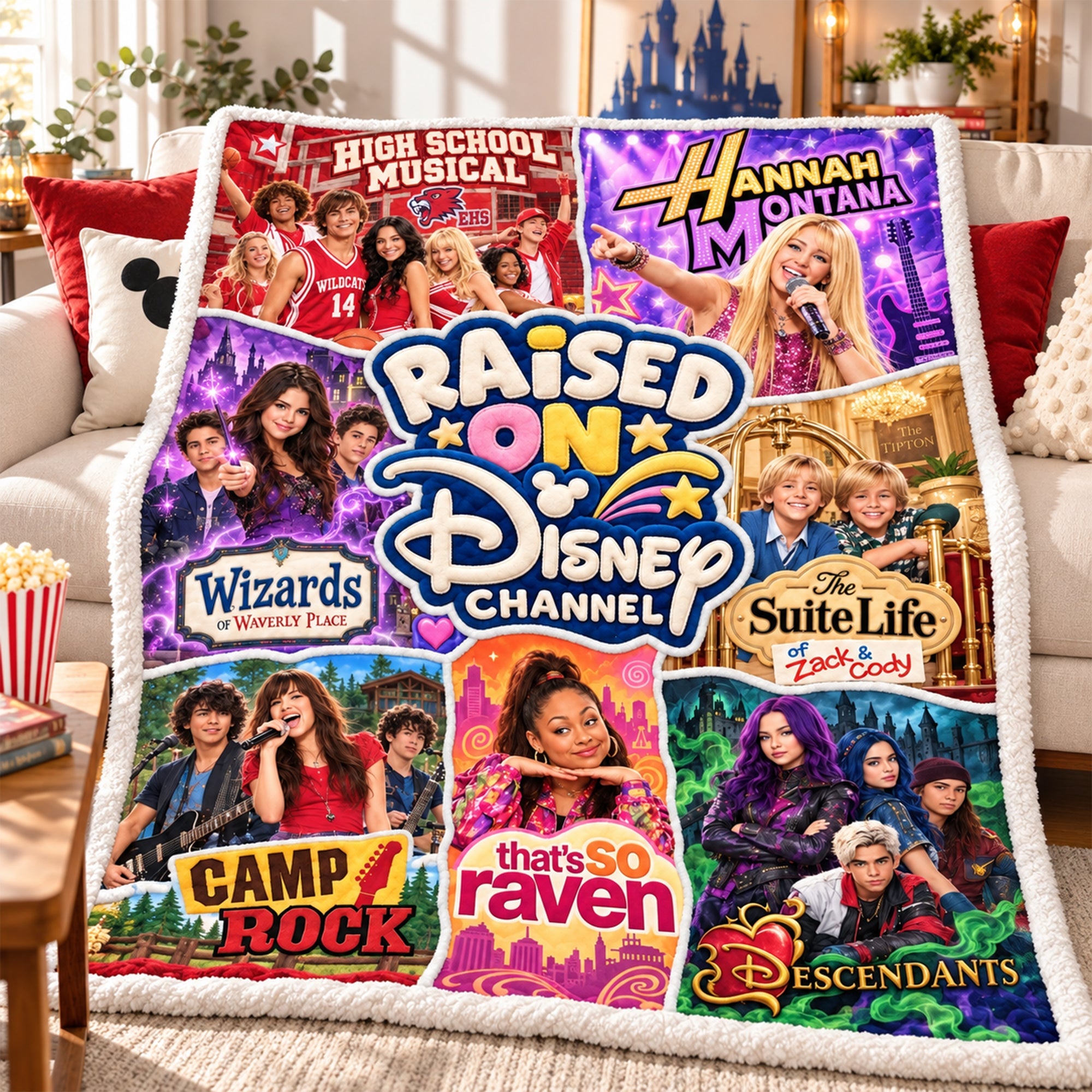 “Embrace Your Nostalgia!” – Raised On Fantastical World Blanket - Personalized Gift for Disney Lovers Blanket PopCulturePrints