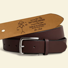 Load image into Gallery viewer, Personalized Couple's Leather Belt - Think of Me Whenever Belts PopCulturePrints
