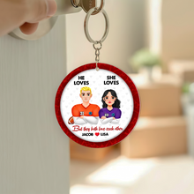 Load image into Gallery viewer, Customized American Football Keychain for Couples | Unique Personalized Valentine’s Day Gifts Keychains PopCulturePrints
