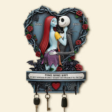 Load image into Gallery viewer, &quot;Come Home Safe&quot; - Personalized Naughty Spooky Couple Key Hanger - Unique Gift for Couples and Friends Wood Sign PopCulturePrints
