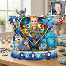 Load image into Gallery viewer, "Celebrate Uniqueness with Ausome Gang" - Custom Acrylic Plaque Gift for Autism Kids Shaped Plaques PopCulturePrints
