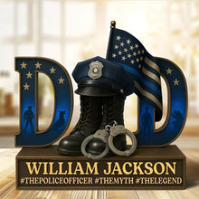 Load image into Gallery viewer, “Every Hero Needs a Story” - Hero Police Dad Acrylic Plaque - Personalized Gift for Dad, Grandpa, and Police Officers Shaped Plaques PopCulturePrints
