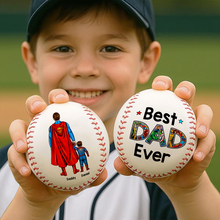 Load image into Gallery viewer, "Best Dad Ever - Super Dad Theme Baseball" - Personalized Gift for Dad, Grandpa and Every Father Baseball PopCulturePrints
