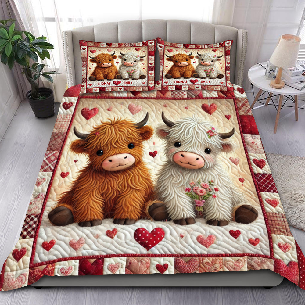 Personalized Cow Couple Quilt Bedding Set Blanket PopCulturePrints