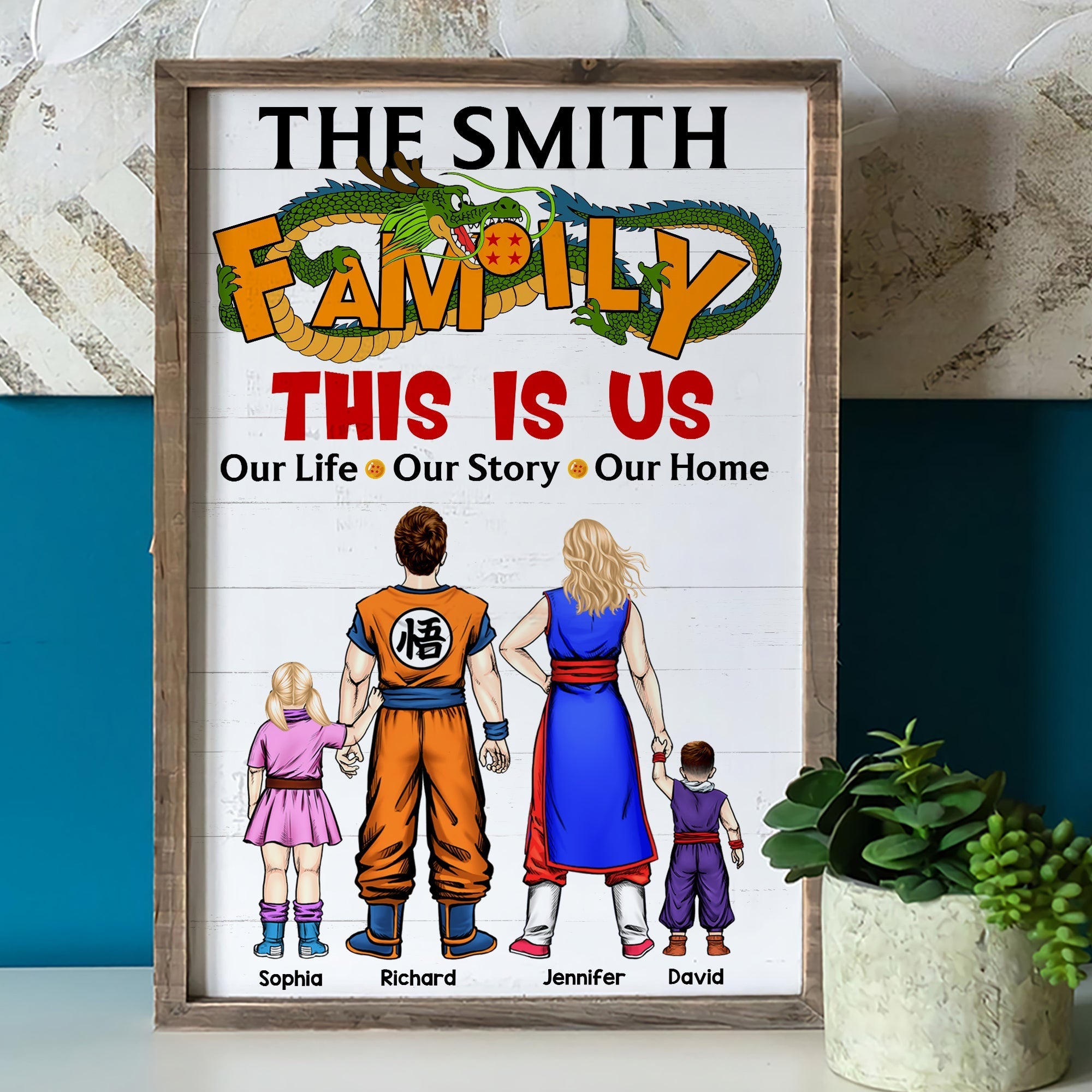 Personalized Dragon Ball Z Family Canvas Print - Custom Anime Home Decor