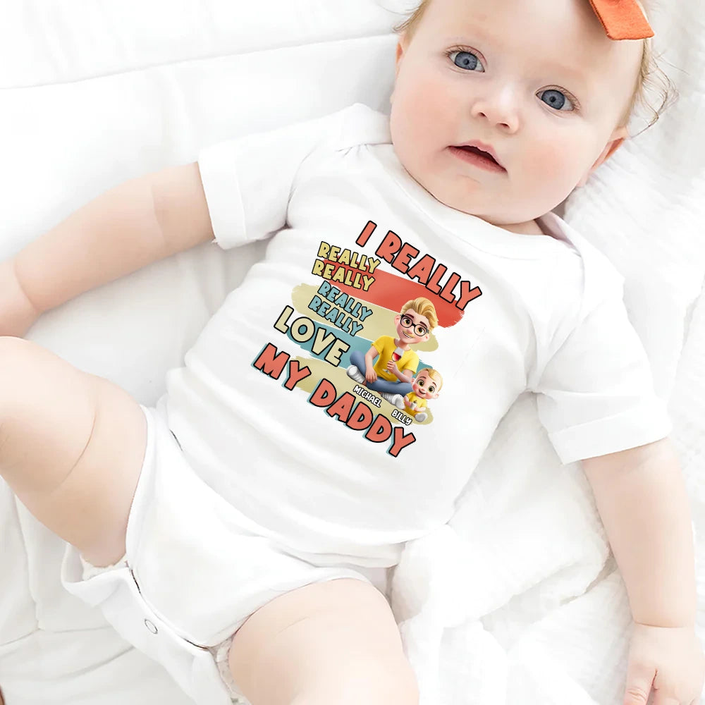 I Really Really Really Love My Daddy - Personalized Baby Onesie Baby Onesie PopCulturePrints