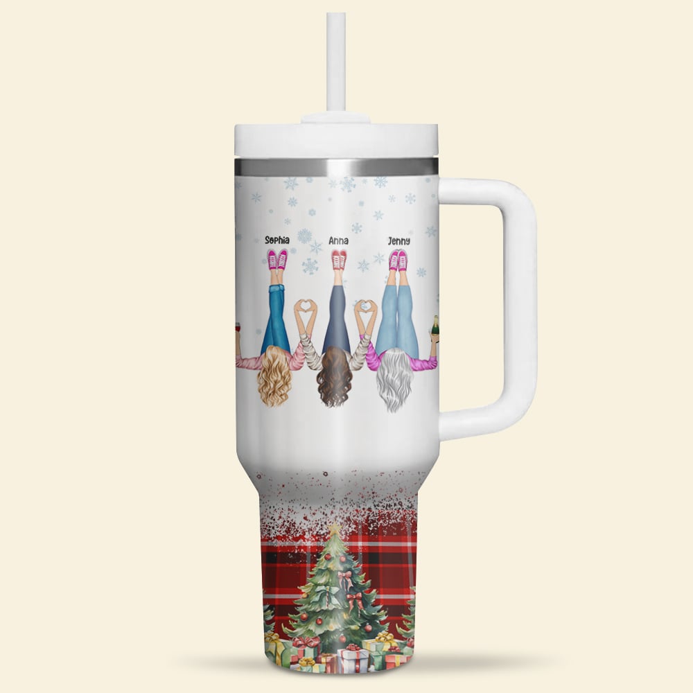 Personalized Best Friends Tumbler with Handle - Christmas Gift Tumbler Cup PopCulturePrints