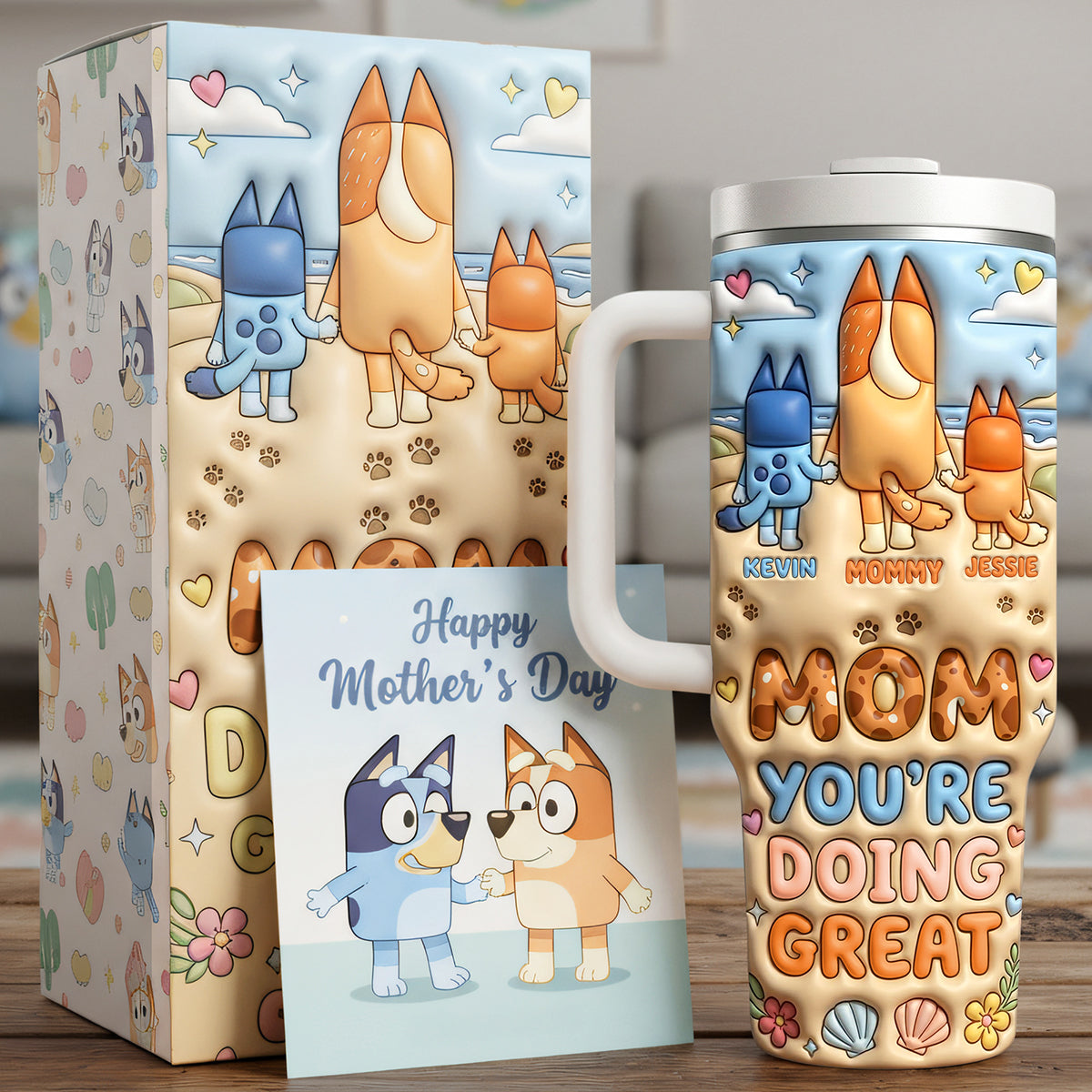 Mom, You're Doing Great - Personalized Puppy Kids 40oz Tumbler - Perfect Gift for Mom, Grandma & Special Occasions Tumbler Cup PopCulturePrints