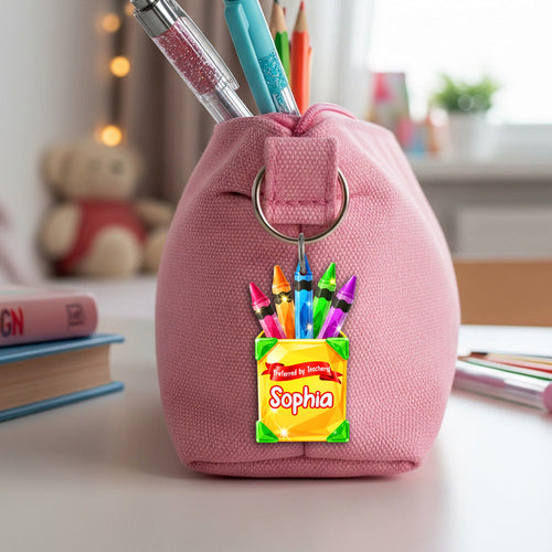 Color Your World: Crayon Box Personalized Keychain for Kids - A Unique Gift for Creative Minds Keychains PopCulturePrints