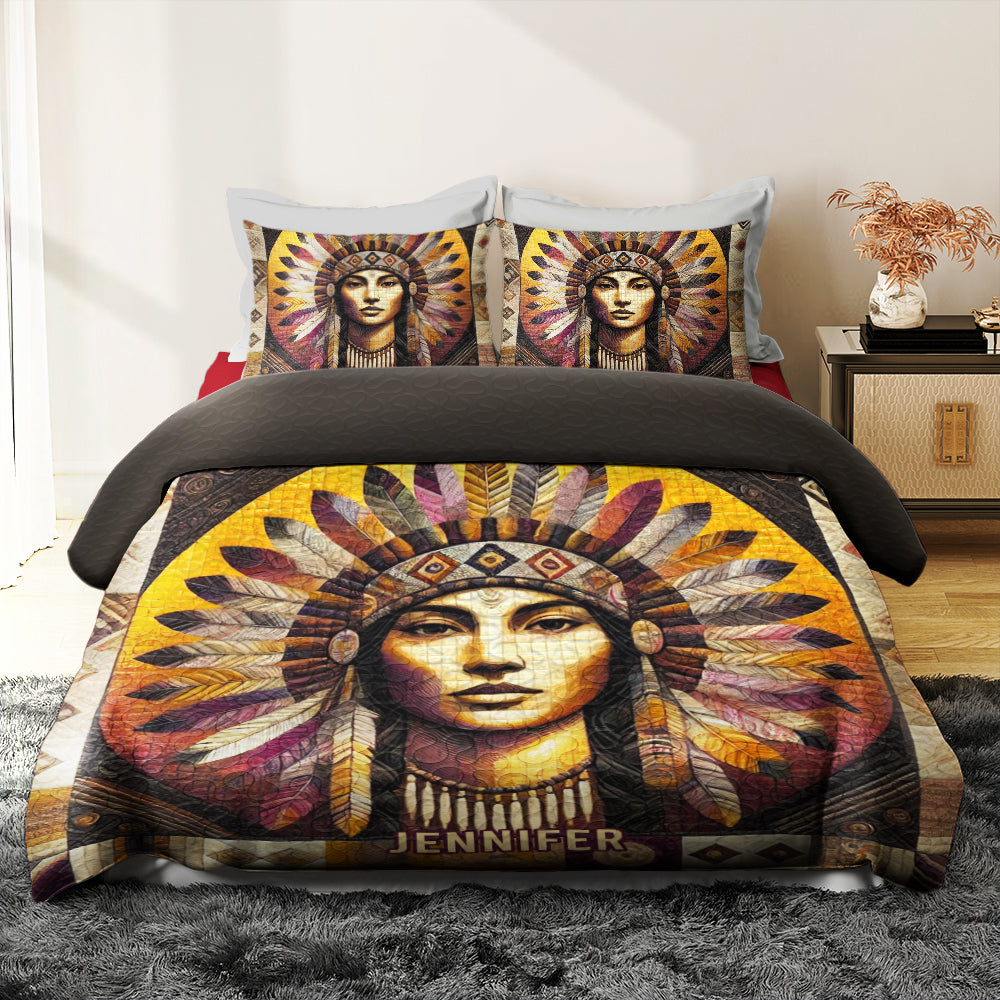Personalized Native American Culture Quilt Bedding Set - Customizable Gift for Enthusiasts Blanket PopCulturePrints
