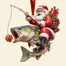 Load image into Gallery viewer, “Hook on Christmas” - Badass Fishing Santa Acrylic Ornament - Personalized Gifts for Fishing Lovers Ornament PopCulturePrints
