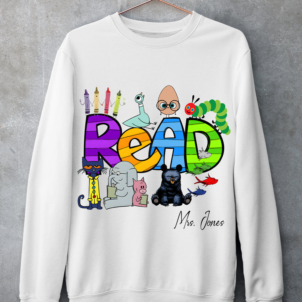 Personalized Teacher Read Shirt with Cute Characters